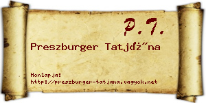 Preszburger Tatjána névjegykártya